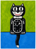 Retro Cat Clock – Original 4x6 Painting | 100 Lil Cheeky Paintings #10
