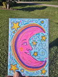 Celestial Moon – Hand-Painted 5x7 Canvas