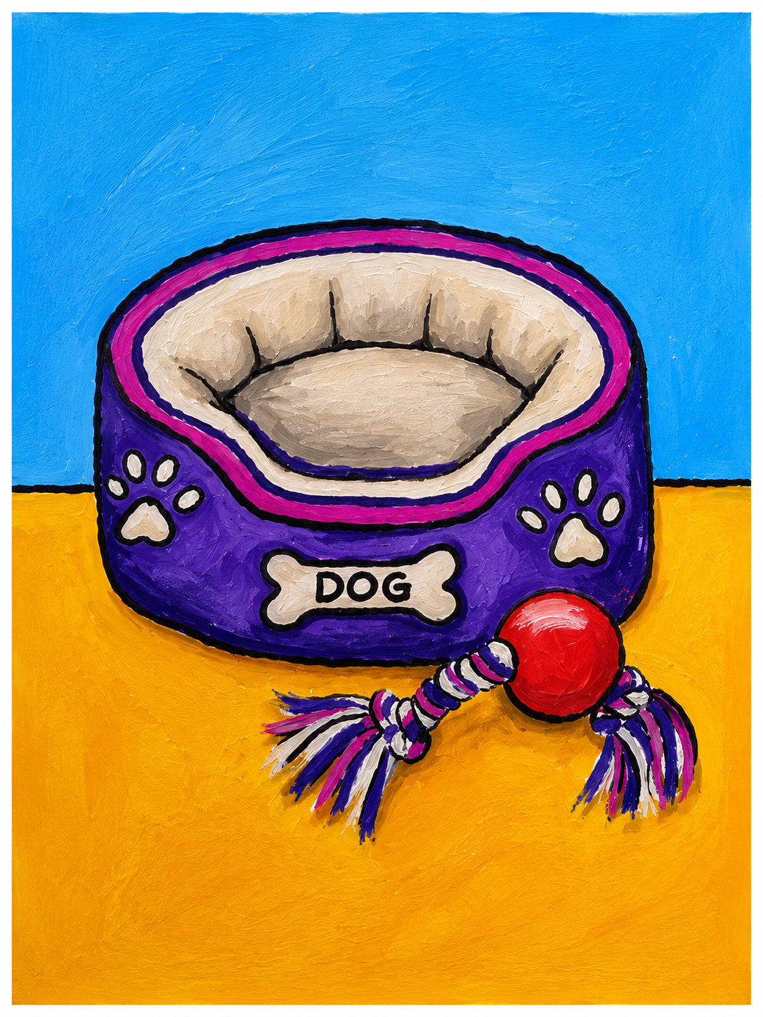 Cheeky Dog Bed – Original 4x6 Painting | 100 Lil Cheeky Paintings #11