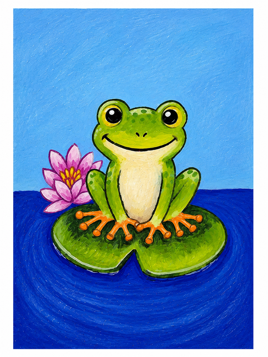 Cheeky Frog on a Lily Pad – Original 4x6 Painting | 100 Lil Cheeky Paintings #13