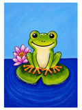 Cheeky Frog on a Lily Pad – Original 4x6 Painting | 100 Lil Cheeky Paintings #13