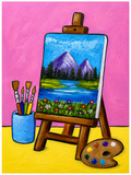 Little Artist Easel – Original 4x6 Painting | 100 Lil Cheeky Paintings #14