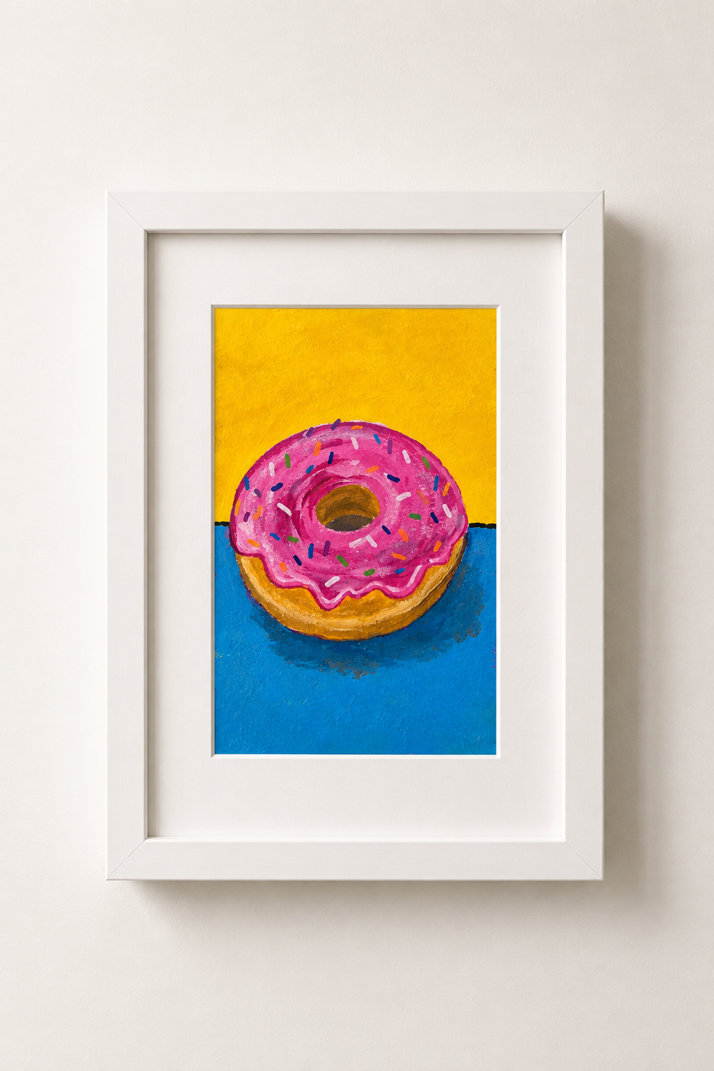 Pink Frosted Donut – Original 4x6 Painting | 100 Lil Cheeky Paintings #2