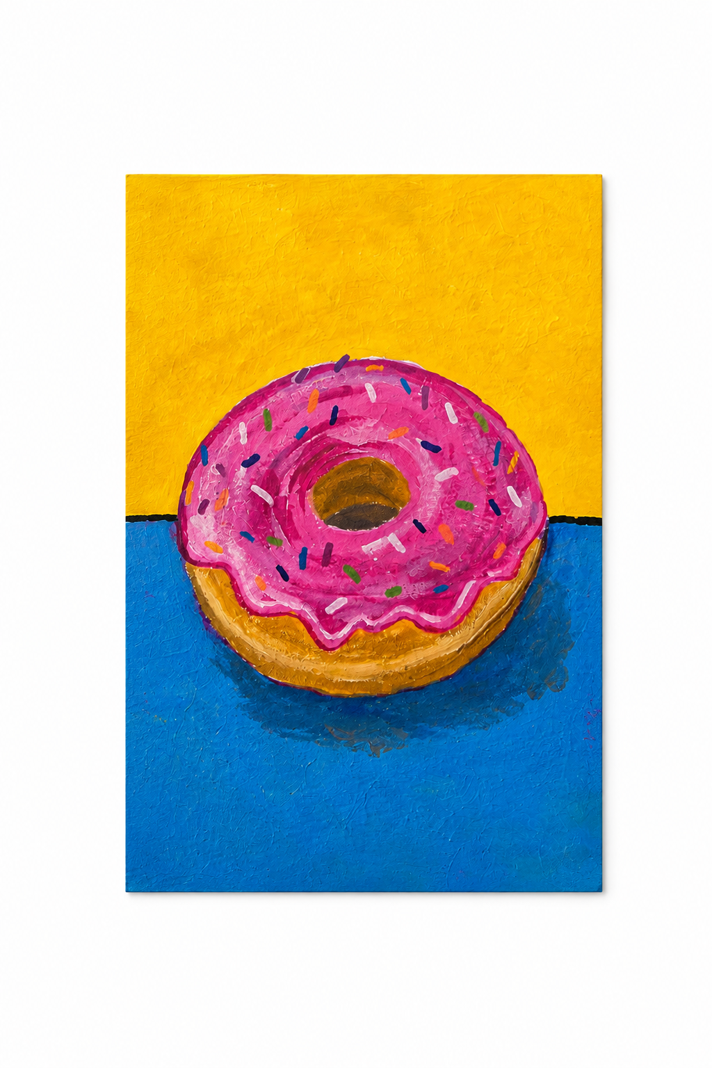 Pink Frosted Donut – Original 4x6 Painting | 100 Lil Cheeky Paintings #2
