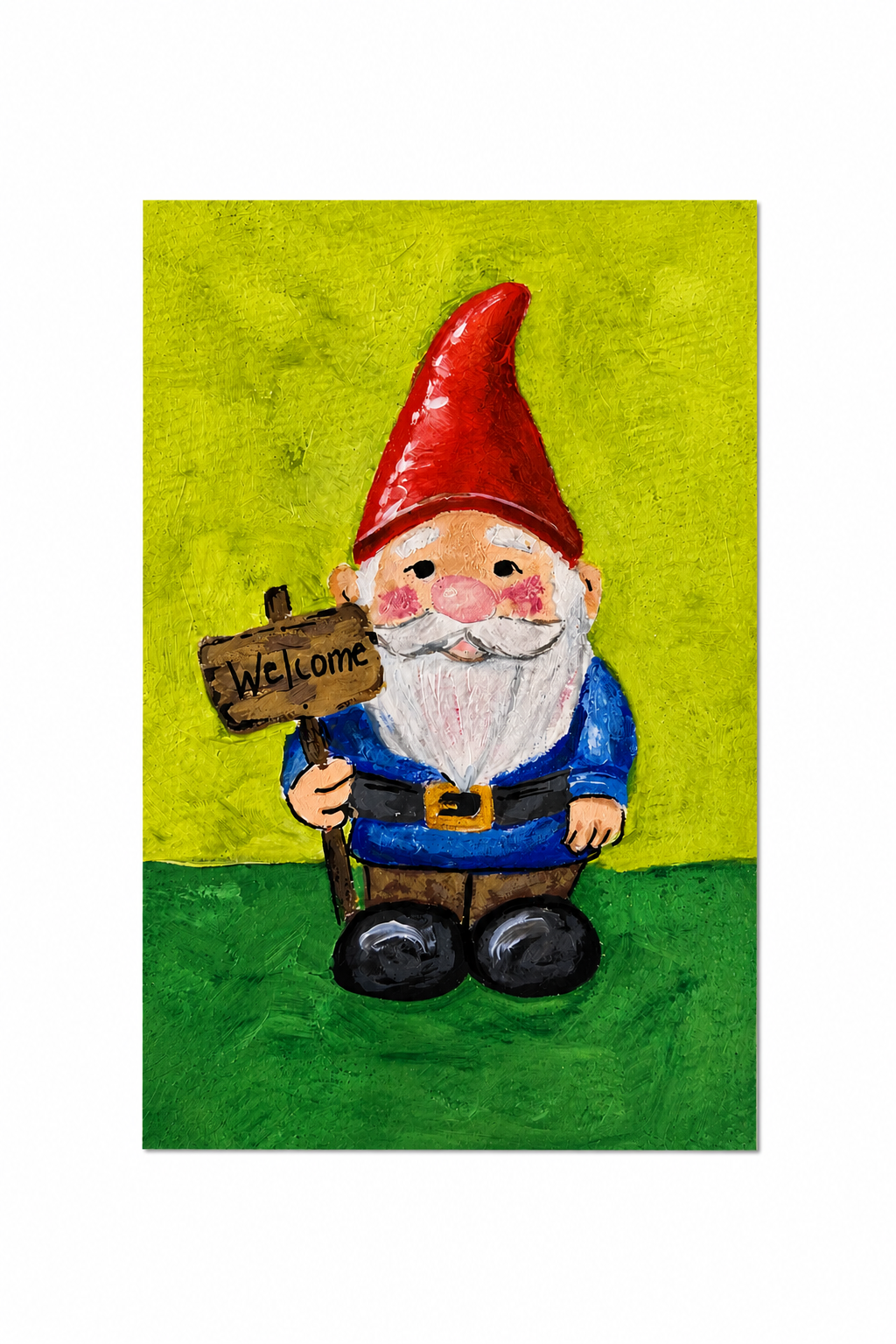 Welcome Garden Gnome – Original 4x6 Painting | 100 Lil Cheeky Paintings #3