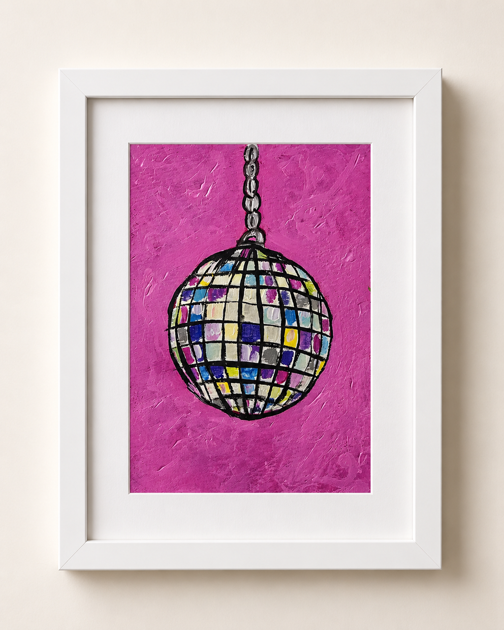 Retro Disco Ball – Original 4x6 Painting | 100 Lil Cheeky Paintings #4