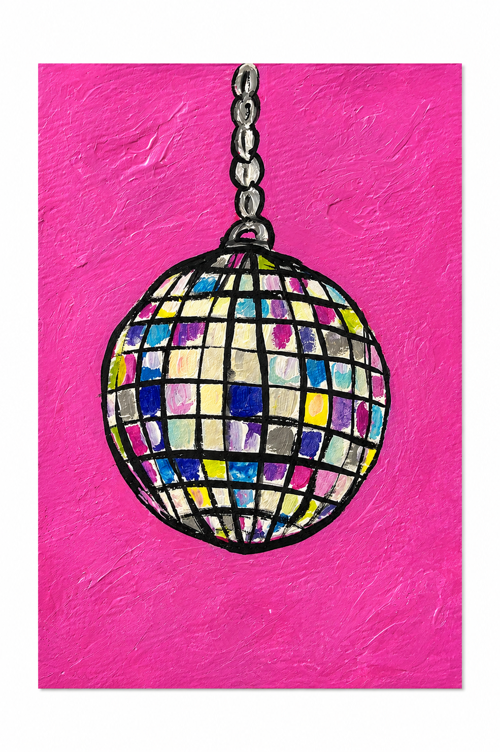 Retro Disco Ball – Original 4x6 Painting | 100 Lil Cheeky Paintings #4