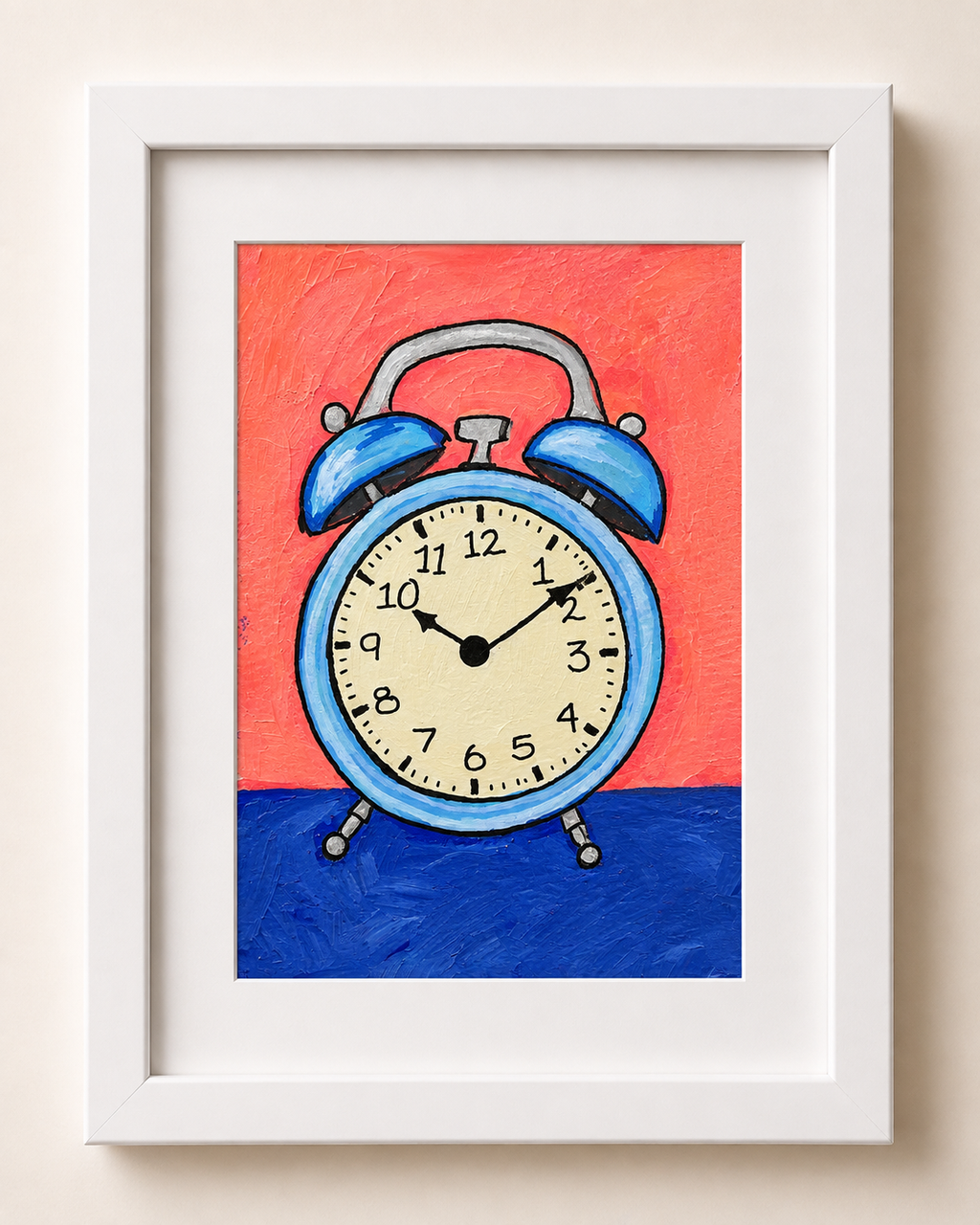 Retro Alarm Clock – Original 4x6 Painting | 100 Lil Cheeky Paintings #6