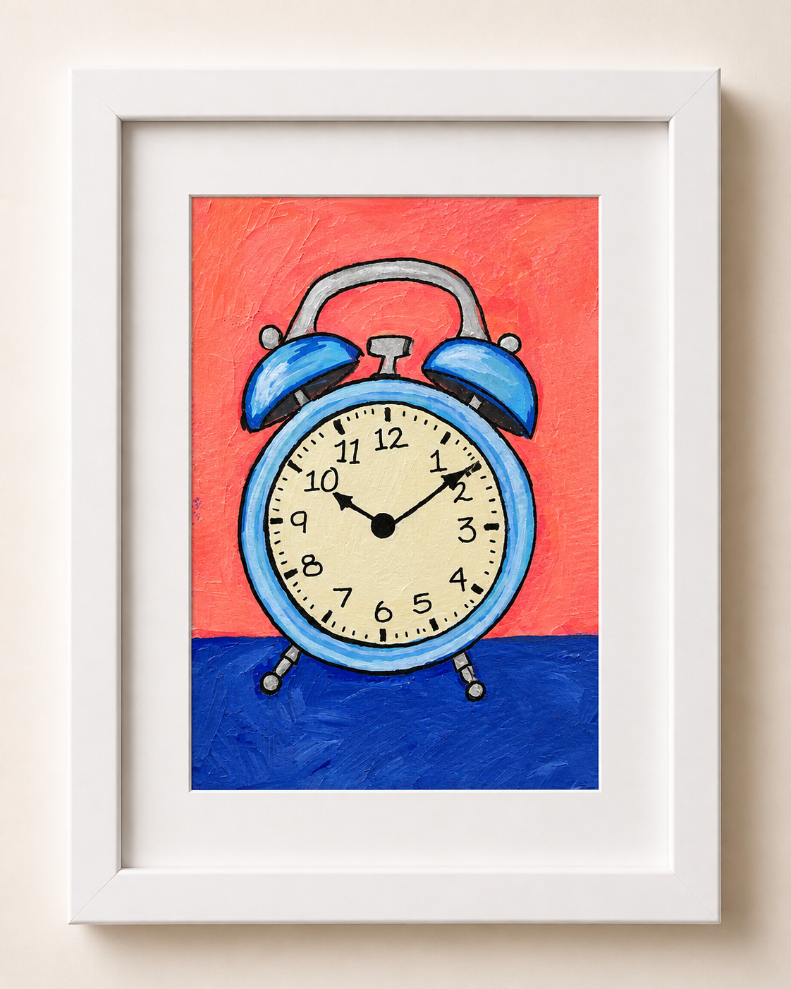Retro Alarm Clock – Original 4x6 Painting | 100 Lil Cheeky Paintings #6