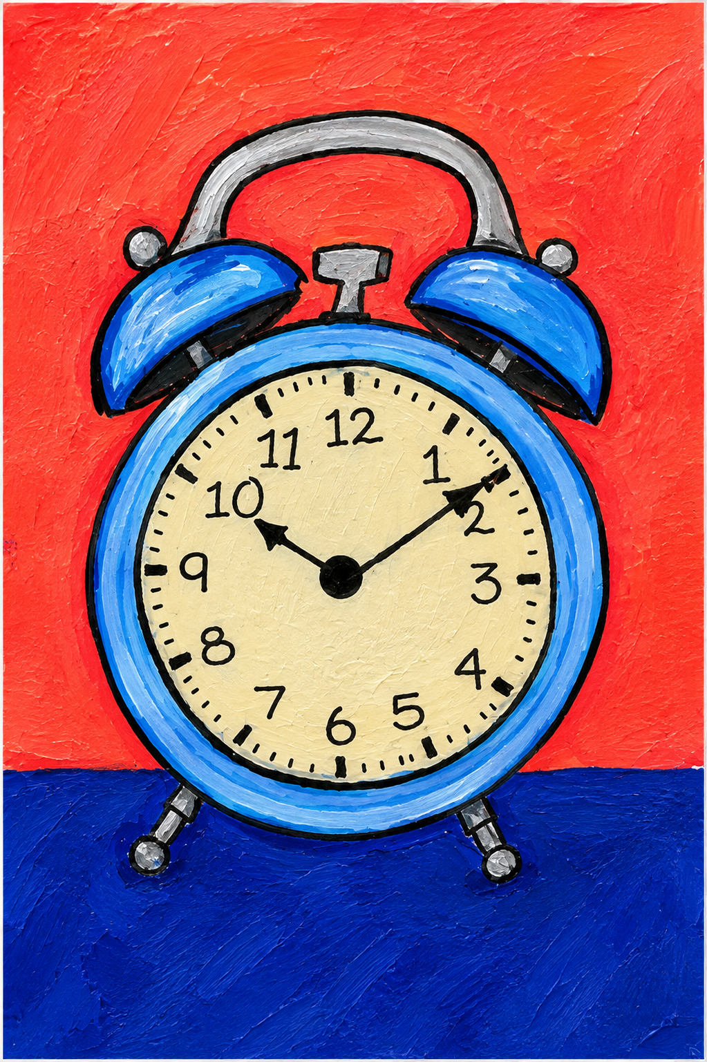 Retro Alarm Clock – Original 4x6 Painting | 100 Lil Cheeky Paintings #6