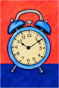 Retro Alarm Clock – Original 4x6 Painting | 100 Lil Cheeky Paintings #6