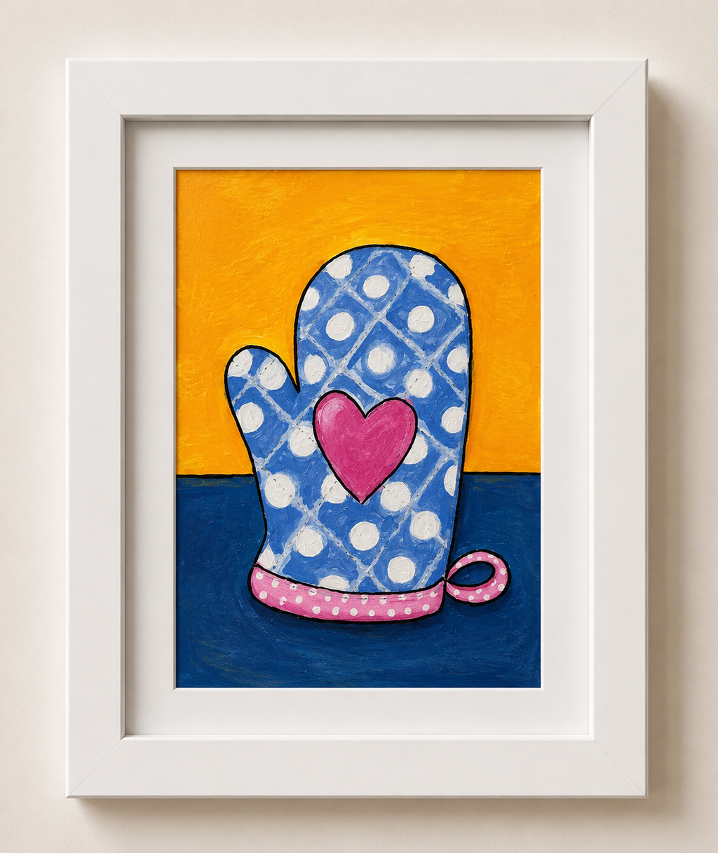 Cheeky Oven Mitt – Original 4x6 Painting | 100 Lil Cheeky Paintings #8