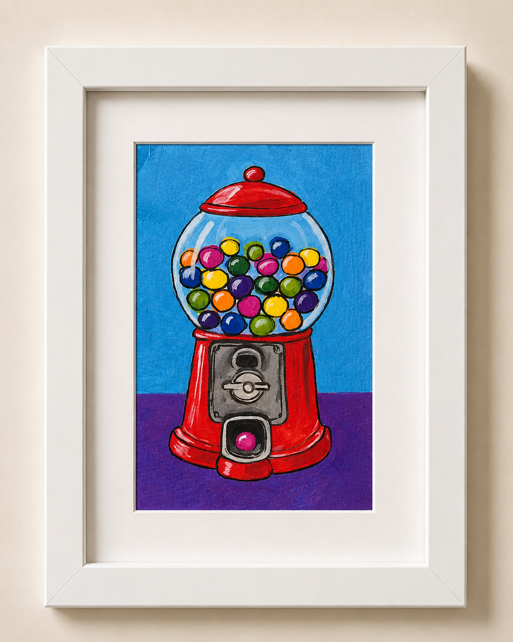 Retro Gumball Machine – Original 4x6 Painting | 100 Lil Cheeky Paintings #9