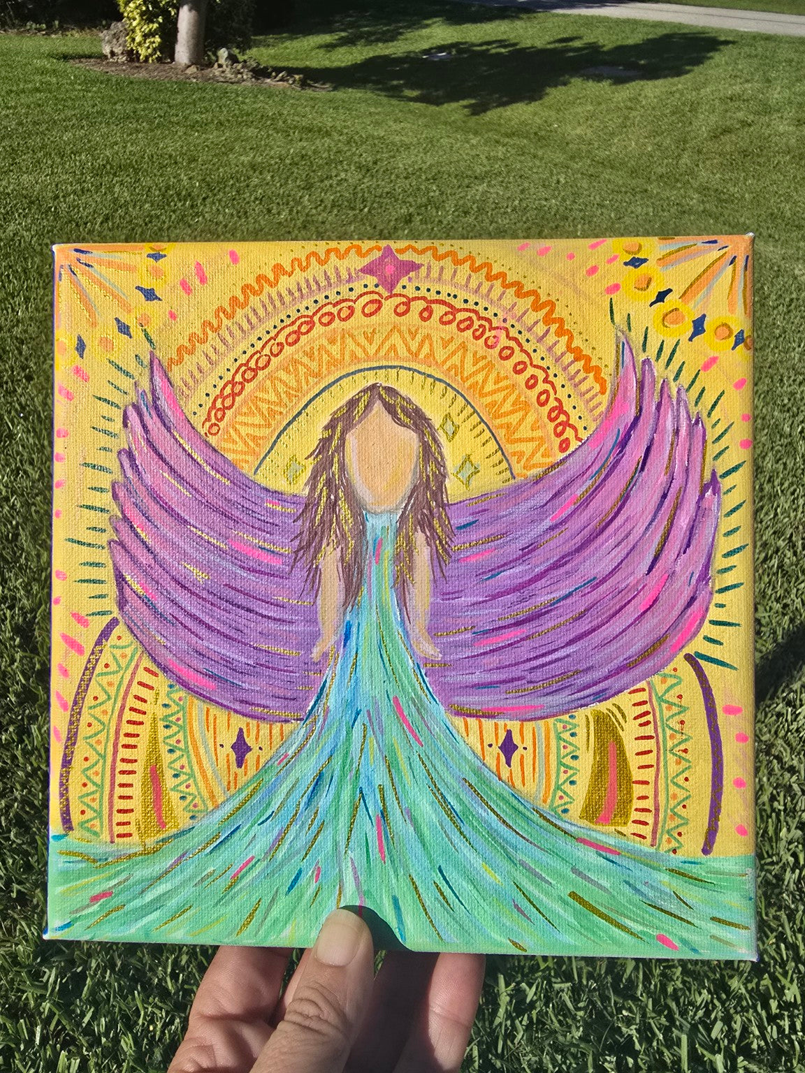 Angel of Light – Original Hand-Painted 8x8 Canvas