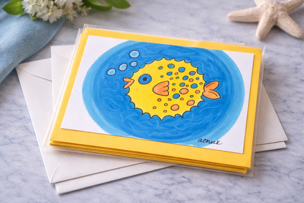 Hand-Painted Greeting Card - Keep Swimming