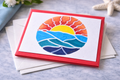Hand-Painted Greeting Card - Sunset Waves