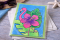 Hand-Painted Greeting Card - Flamingo Bloom