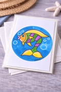 Hand-Painted Greeting Card - Color Splash Fish
