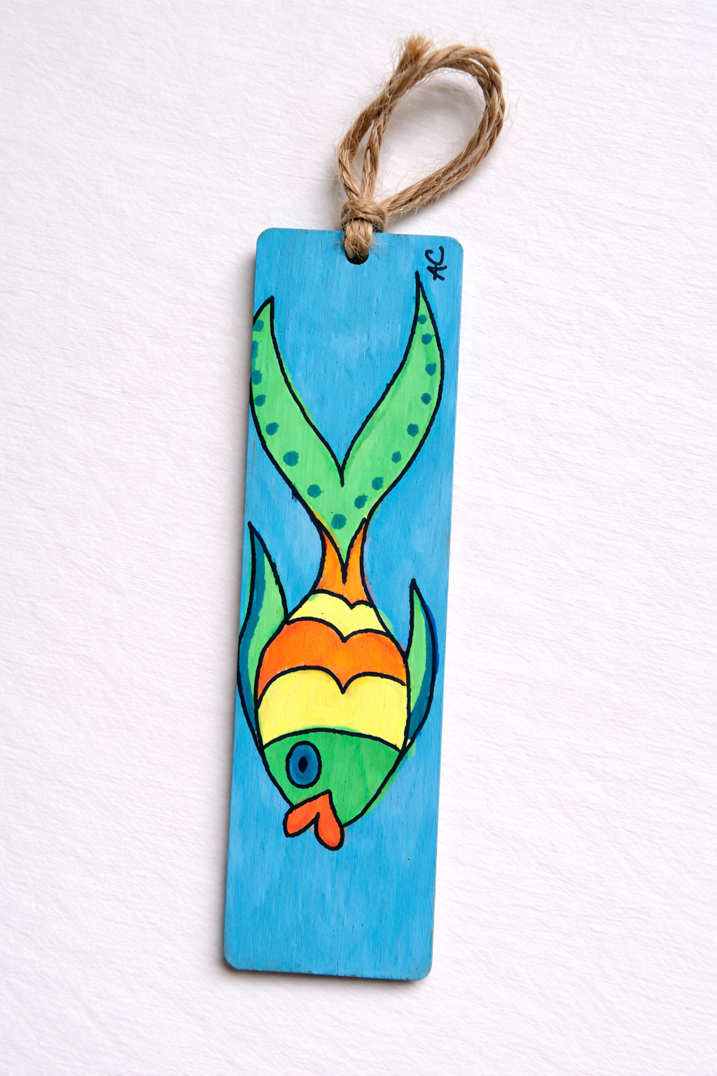 Hand-Painted Bookmark - Colorful Fish