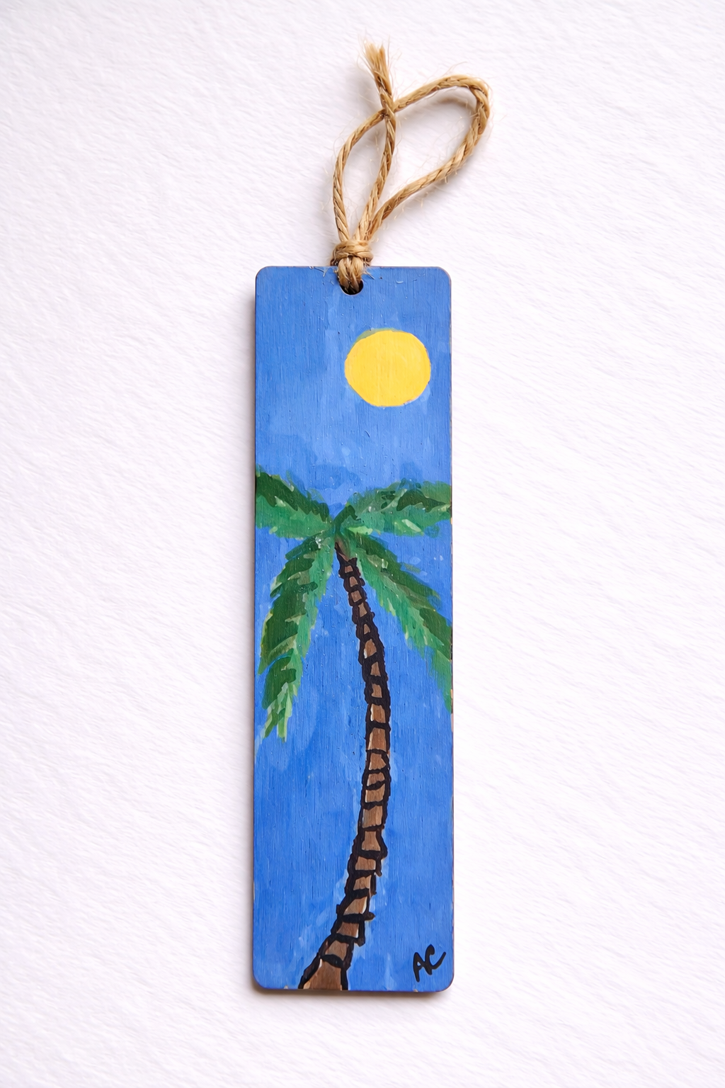 Hand-Painted Bookmark - Palm & Moon