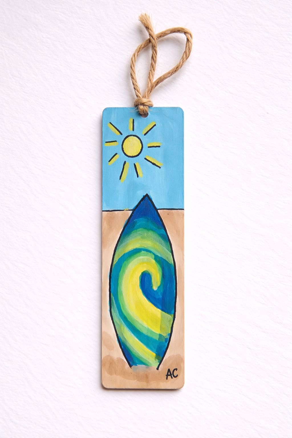 Hand-Painted Bookmark - Surfboard Sunshine