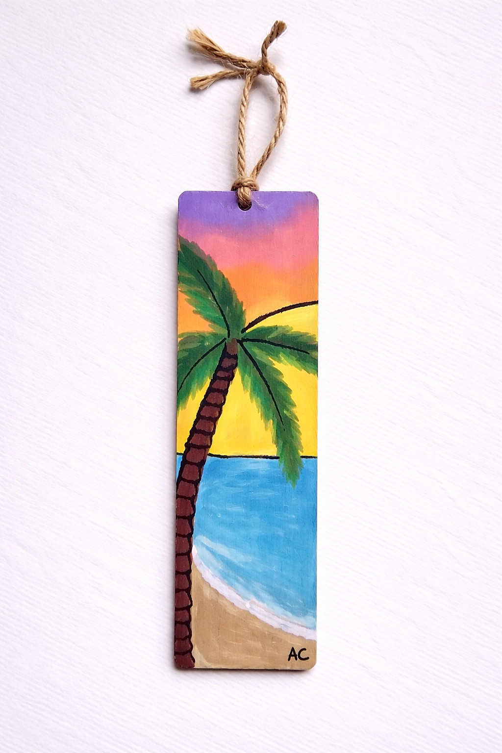 Hand-Painted Bookmark - Sunset Palm