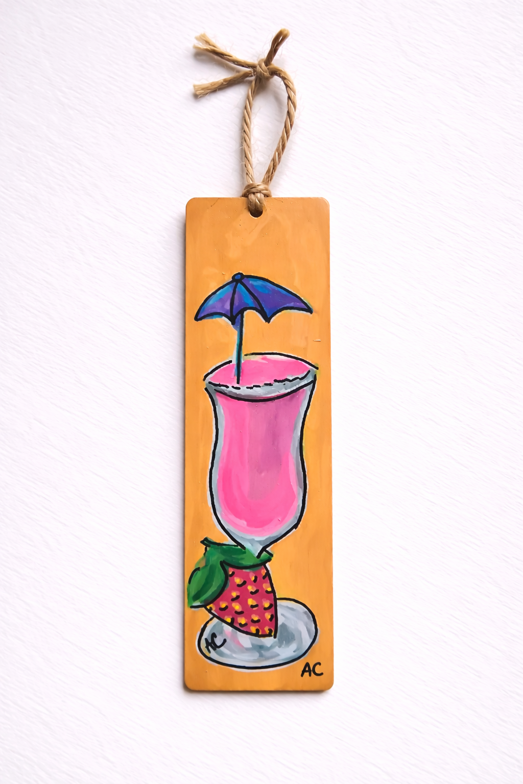 Hand-Painted Bookmark - Tropical Drink