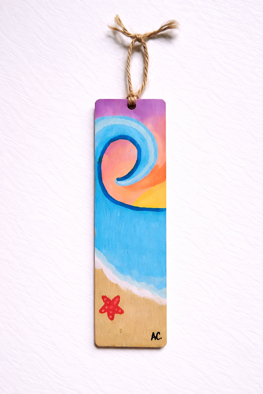 Hand-Painted Bookmark - Coastal Waves