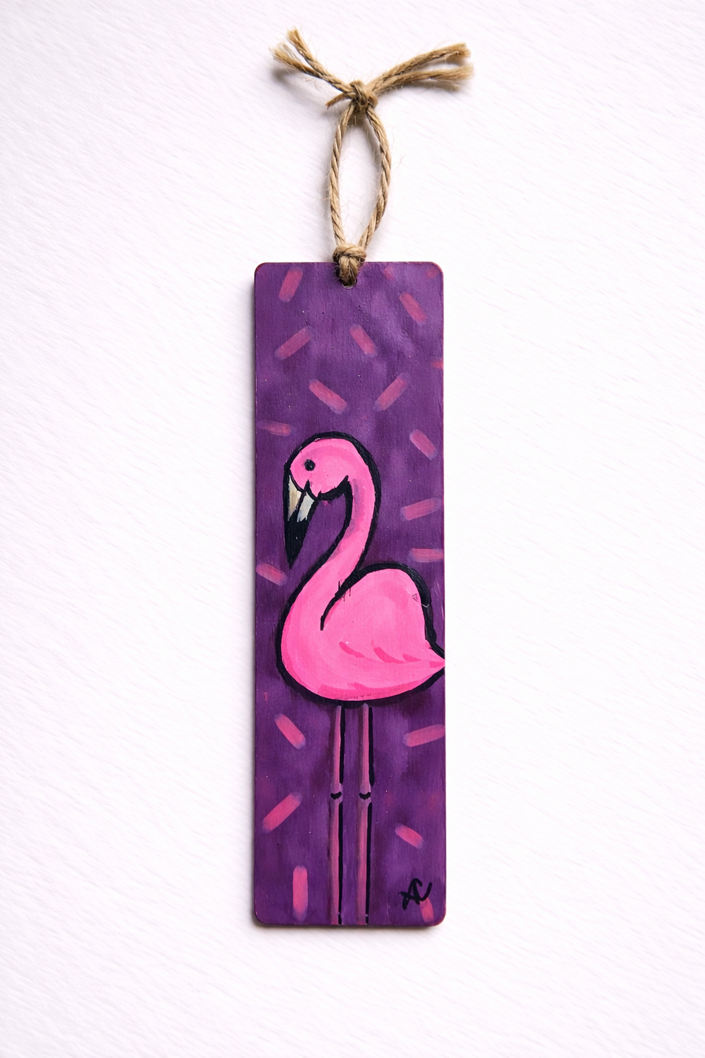 Hand-Painted Bookmark - Flamingo Pop