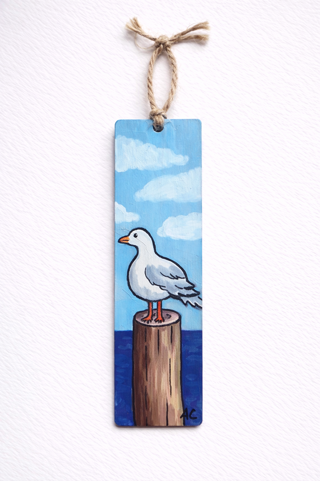 Hand-Painted Bookmark - Seagull Dock