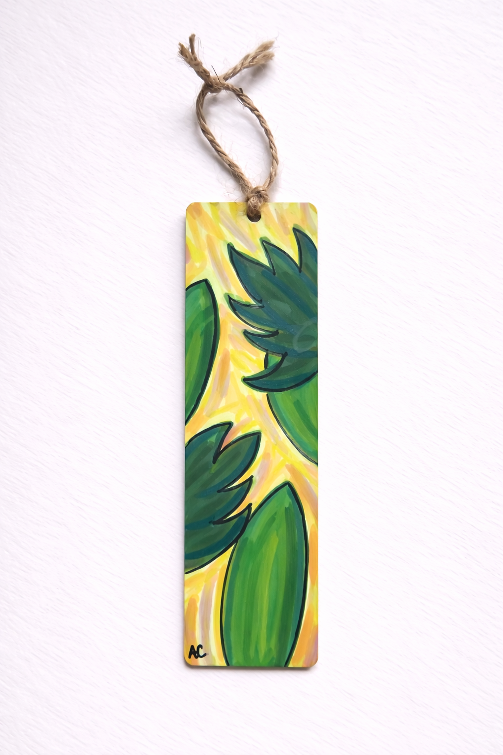 Hand-Painted Bookmark - Tropical Leaves