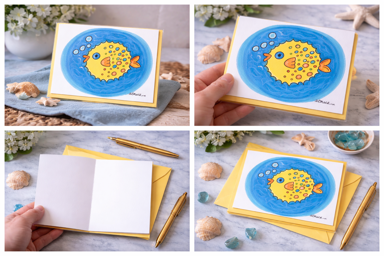 Hand-Painted Greeting Card - Keep Swimming