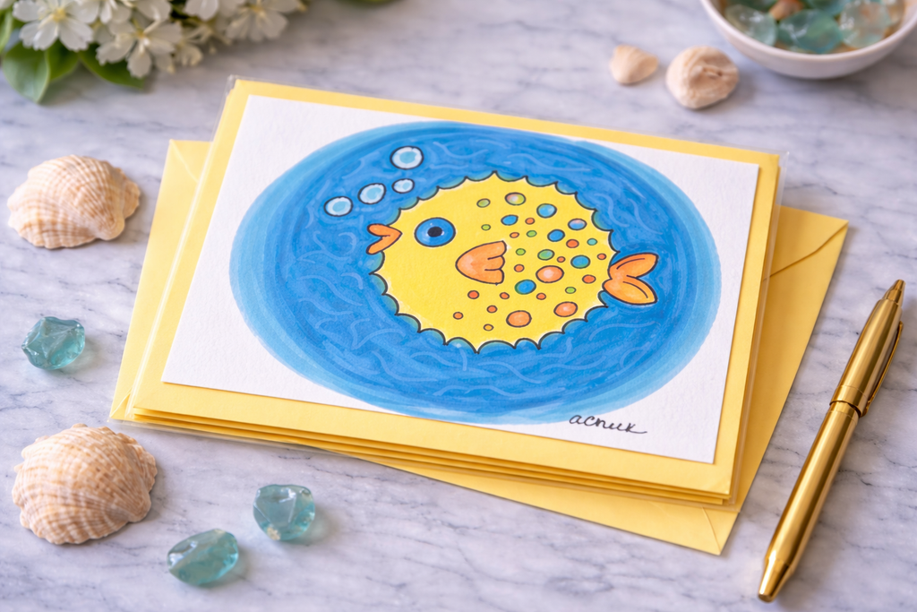 Hand-Painted Greeting Card - Keep Swimming