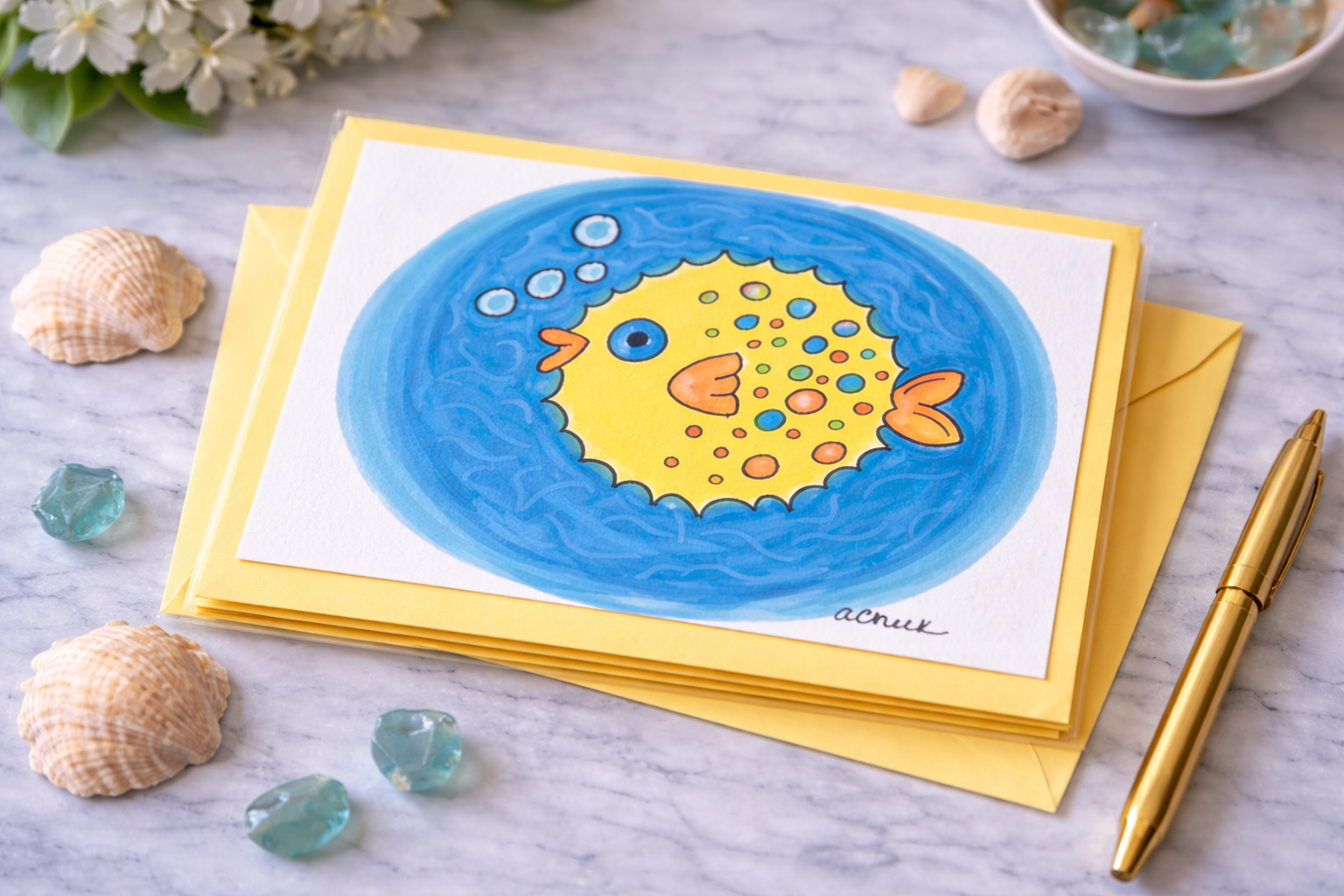 Hand-Painted Greeting Card - Keep Swimming