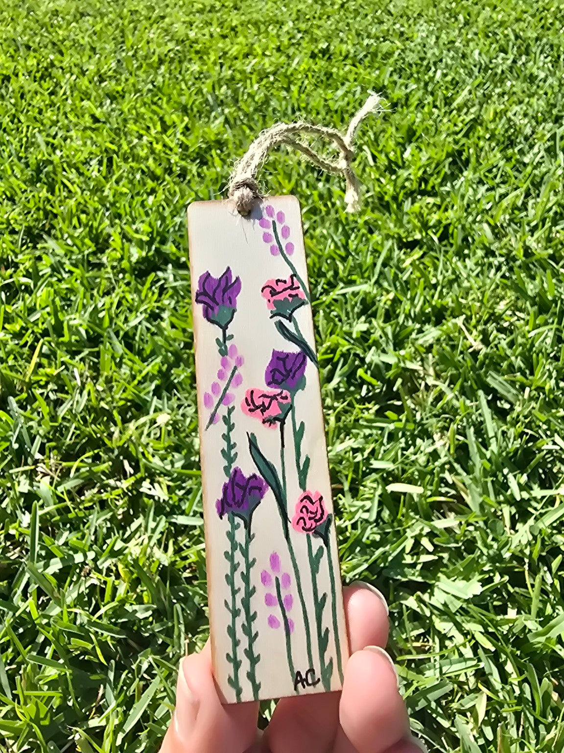 Hand-Painted Floral on Wood -  Double-Sided