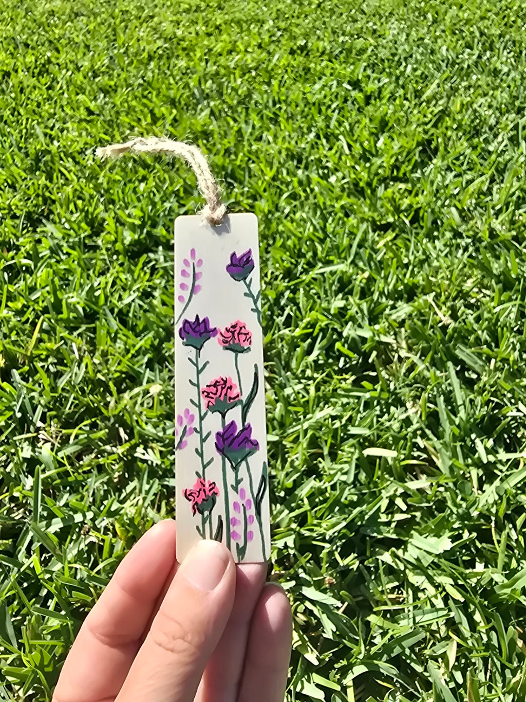 Hand-Painted Floral on Wood -  Double-Sided