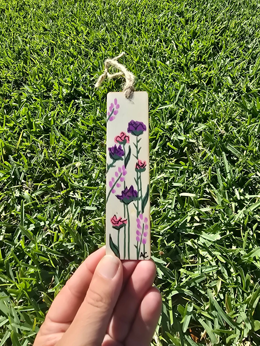 Hand-Painted Floral on Wood -  Double-Sided