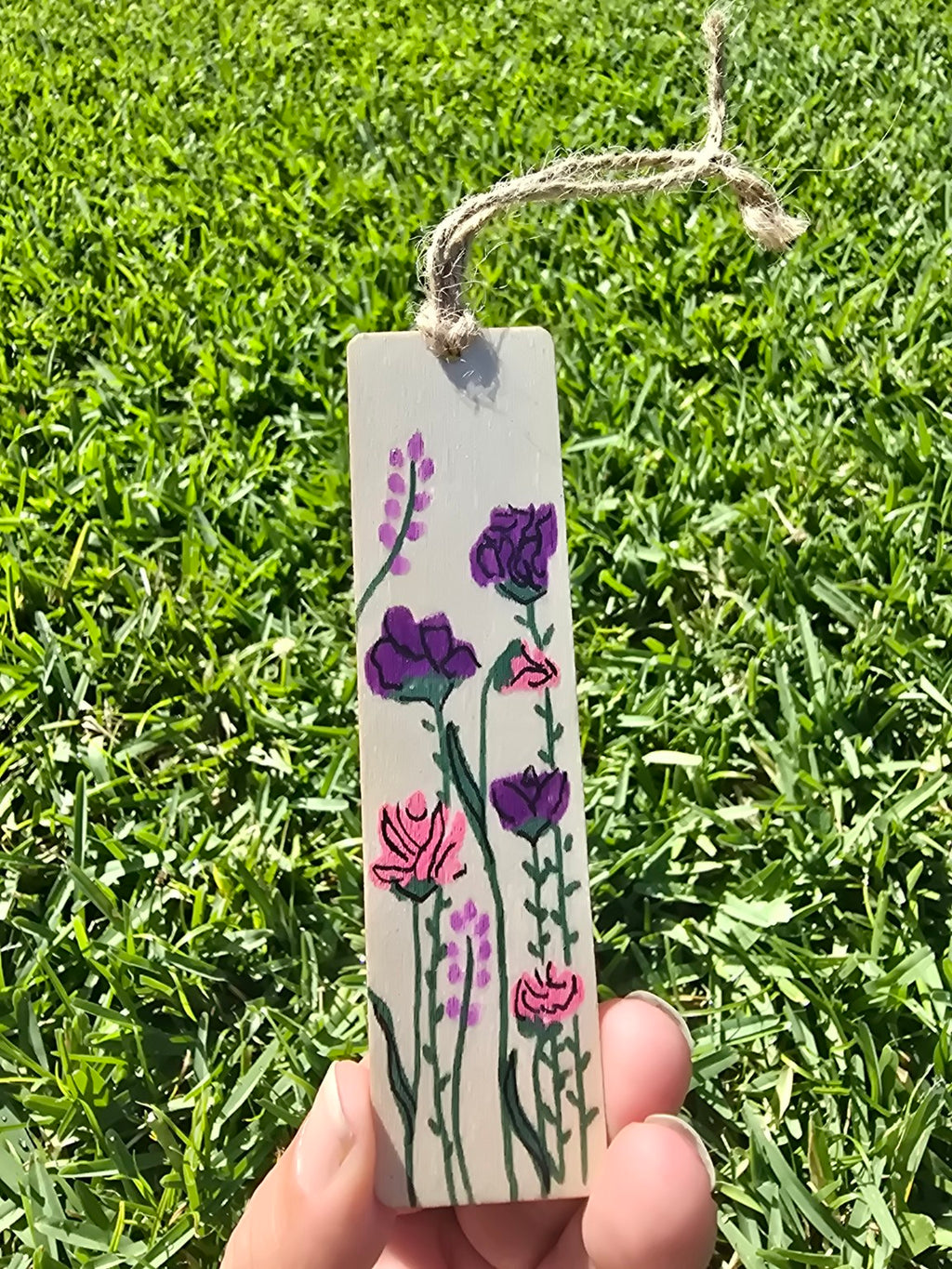 Hand-Painted Floral on Wood -  Double-Sided