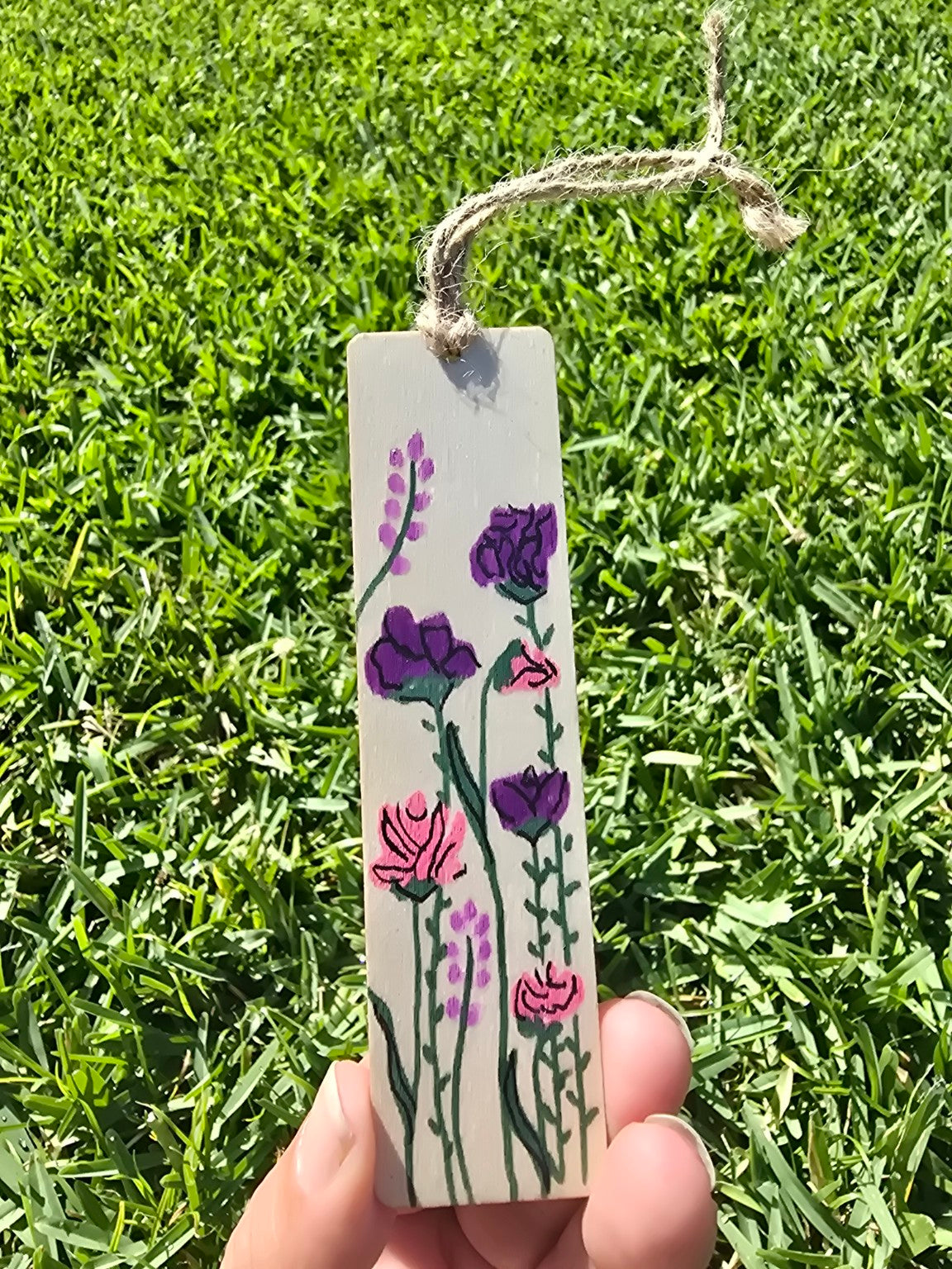 Hand-Painted Floral on Wood -  Double-Sided