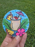 Hand-Painted Coaster – Tropical Cocktail