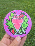 Hand-Painted Coaster – Strawberry Smoothie