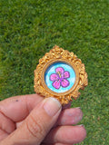 Hand-Painted Framed Magnet – Pink Hibiscus Bloom