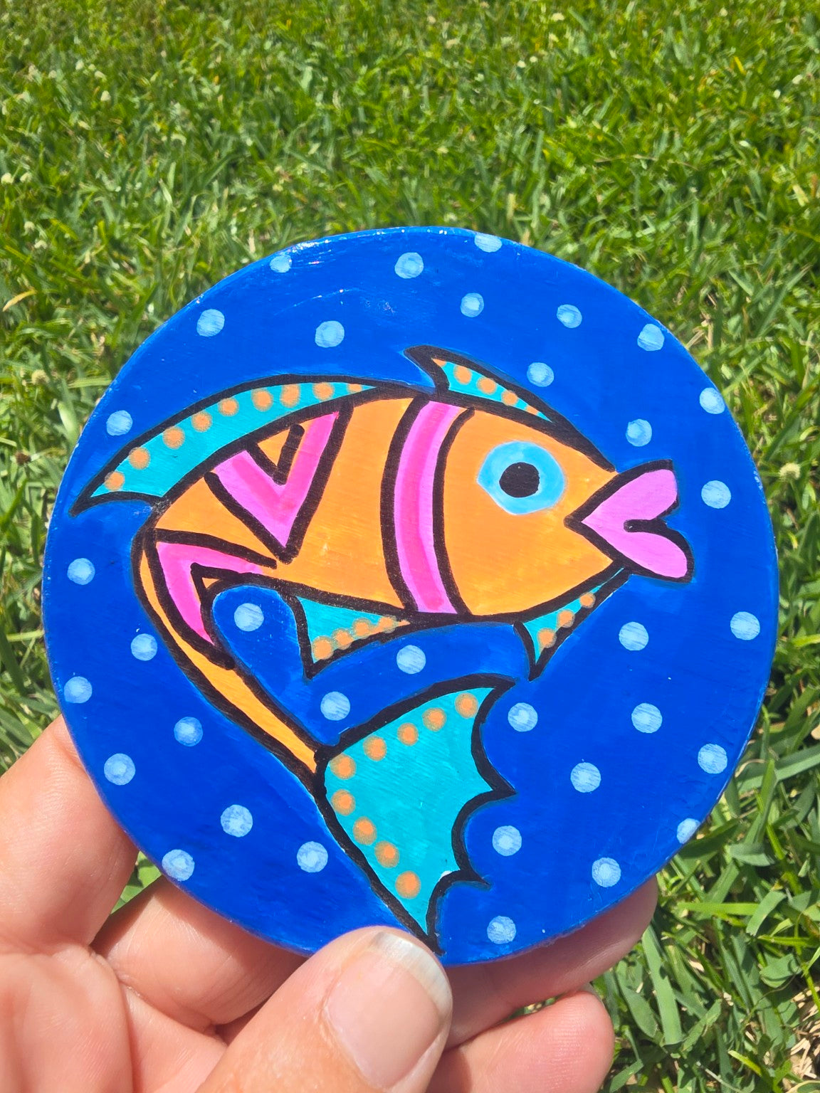 Hand-Painted Coaster – Tropical Fish