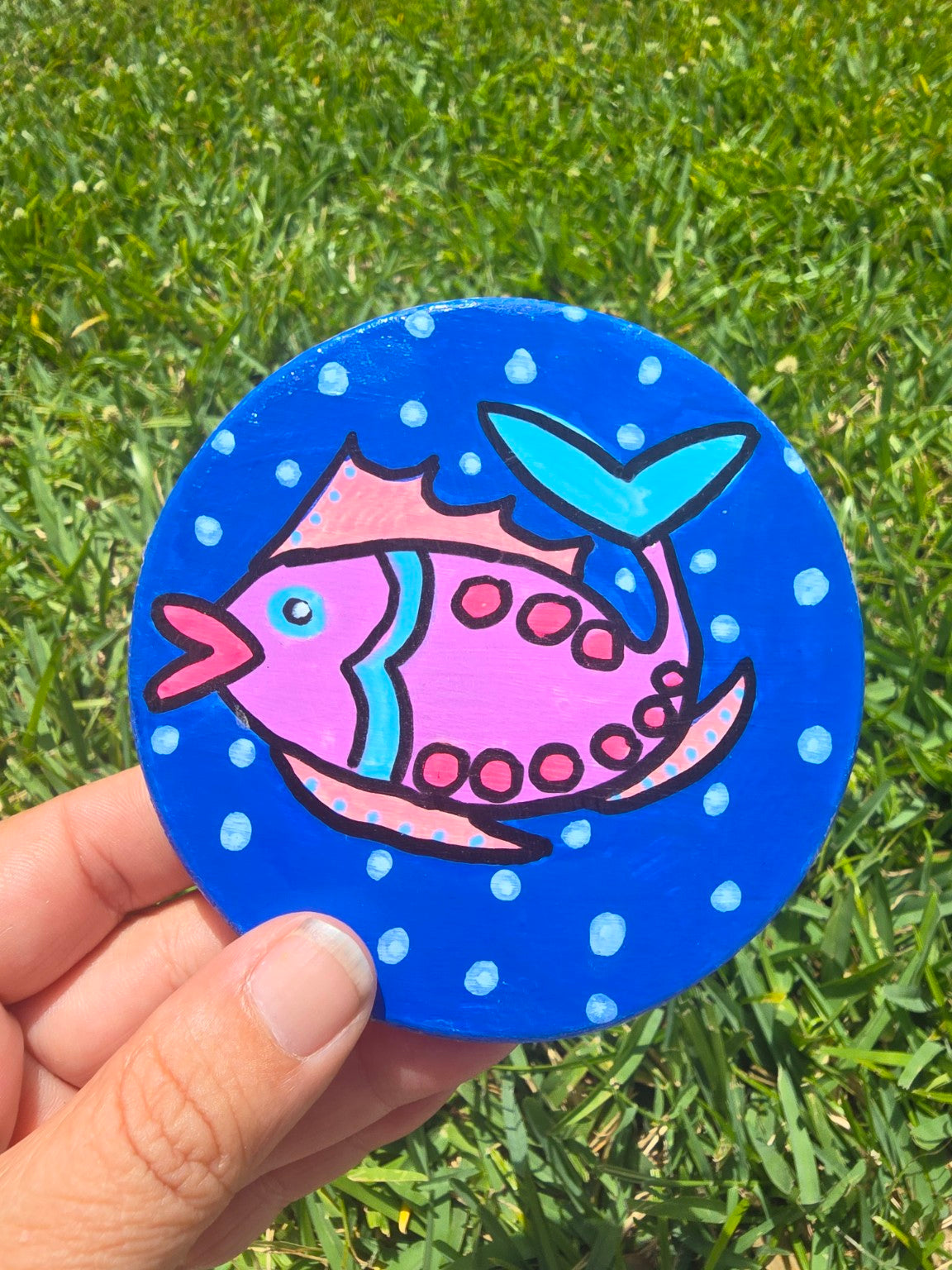 Hand-Painted Coaster – Tropical Fish