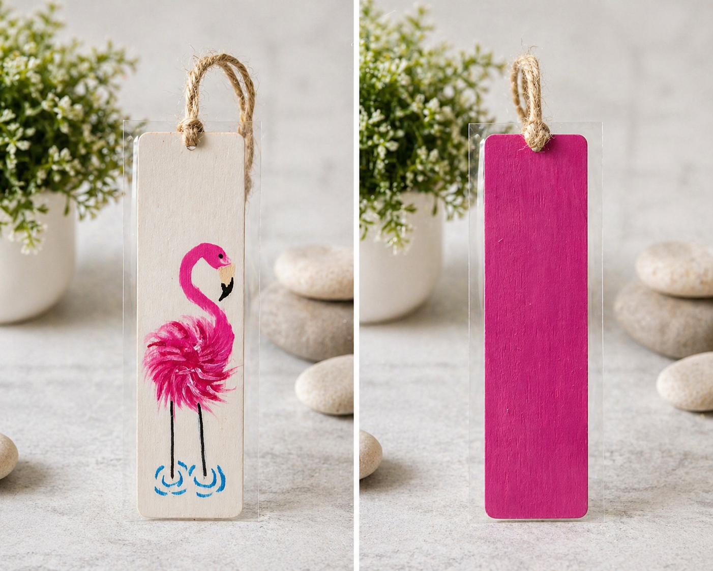 Hand-Painted Flamingo Bookmark