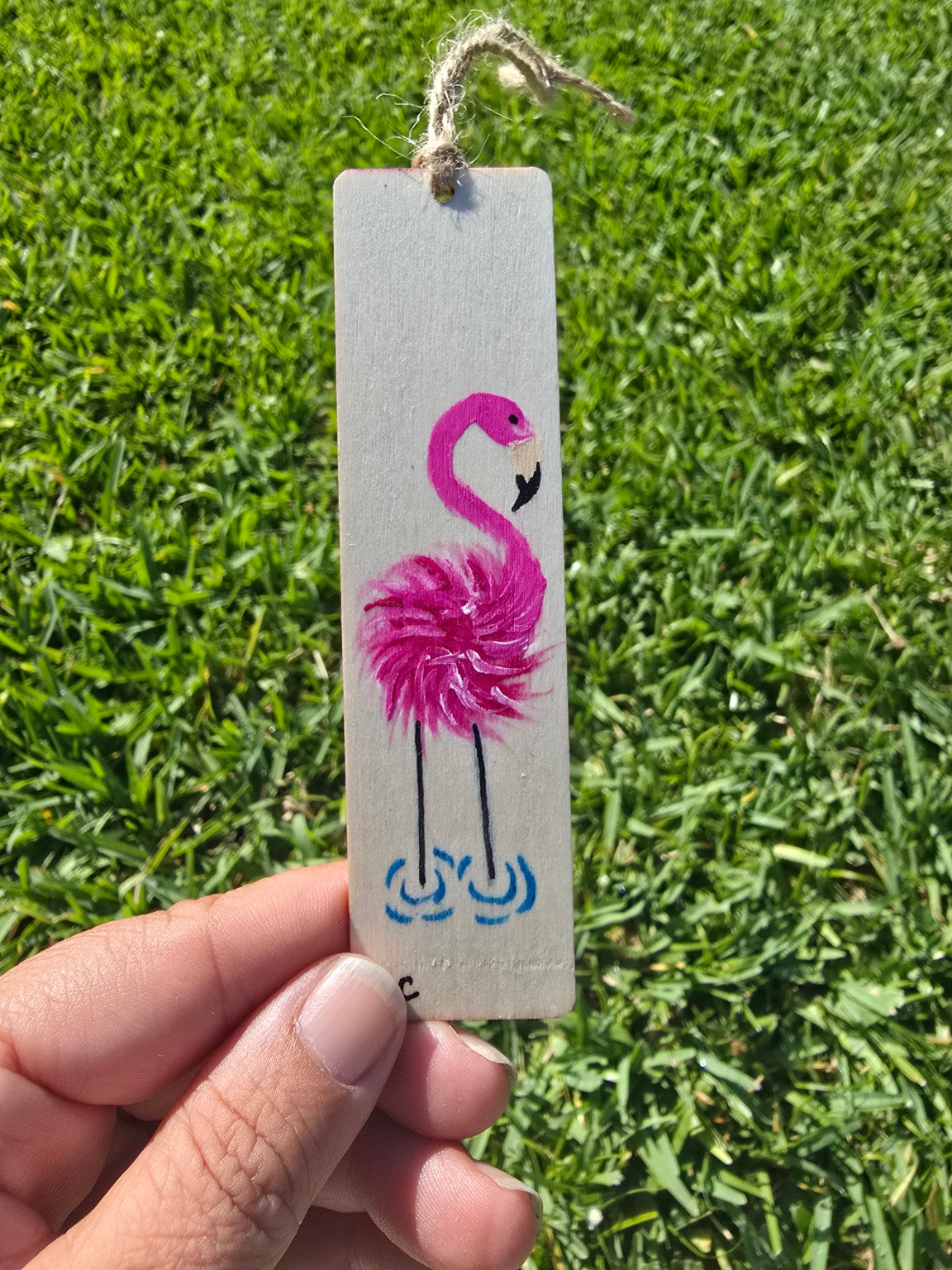 Hand-Painted Flamingo Bookmark