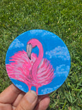 Hand-Painted Coaster – Flamingo (Blue Sky Coastal Design)