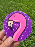 Hand-Painted Coaster – Flamingo (Purple Pop Design)