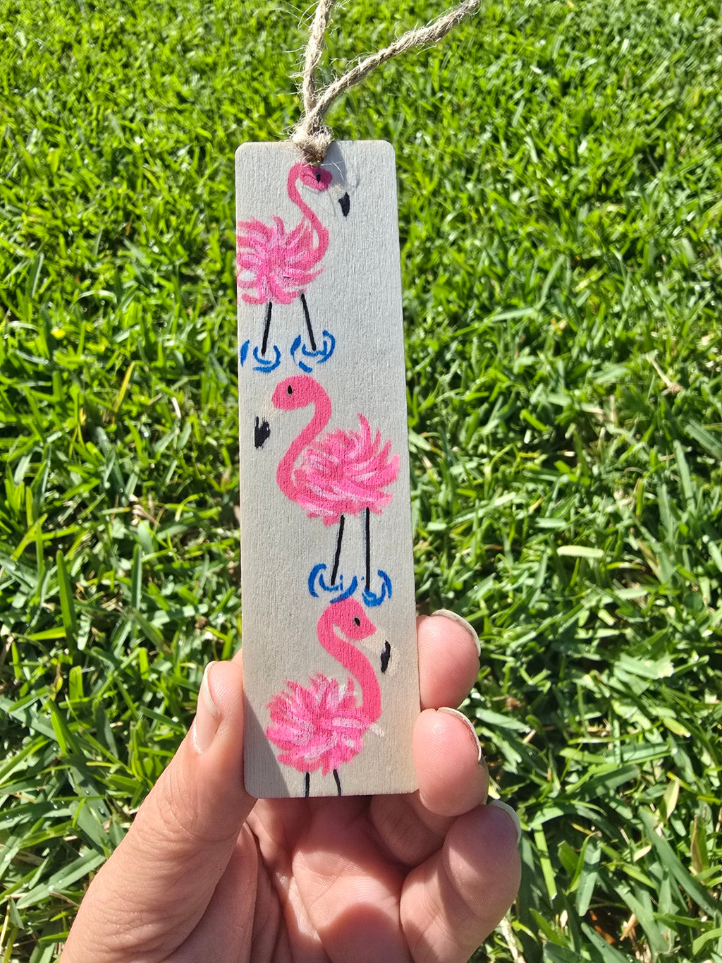 Hand-Painted Flamingo Bookmark