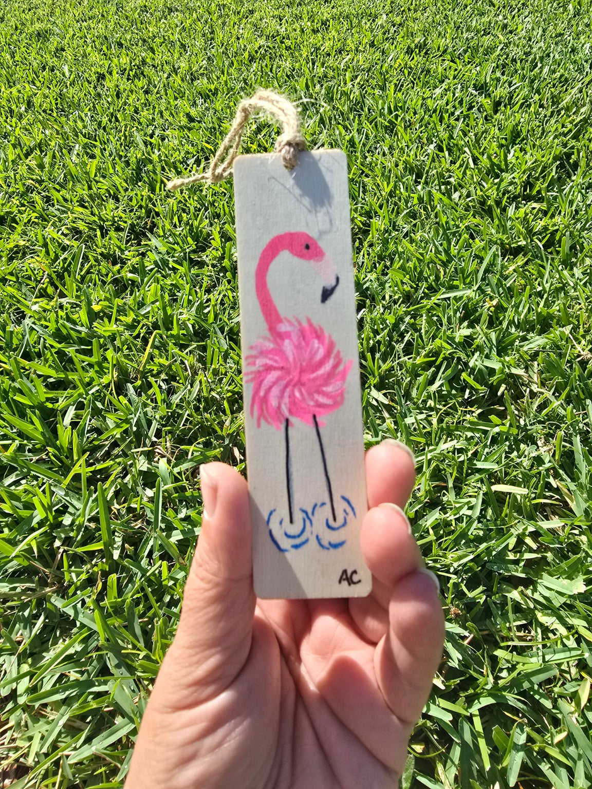 Hand-Painted Flamingo Bookmark